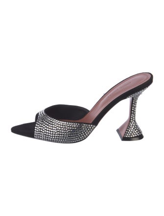 Amina Muaddi Suede Crystal Embellishments Slides