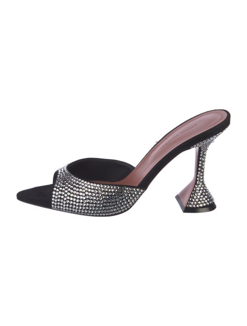 Amina Muaddi Suede Crystal Embellishments Slides