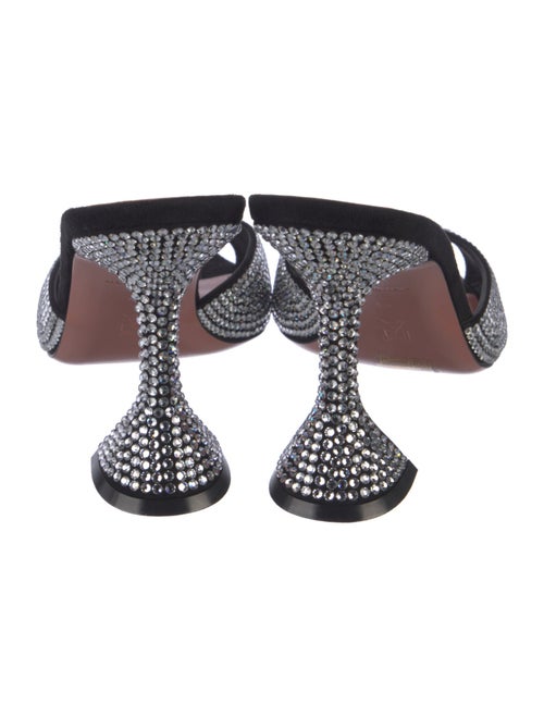 Amina Muaddi Suede Crystal Embellishments Slides