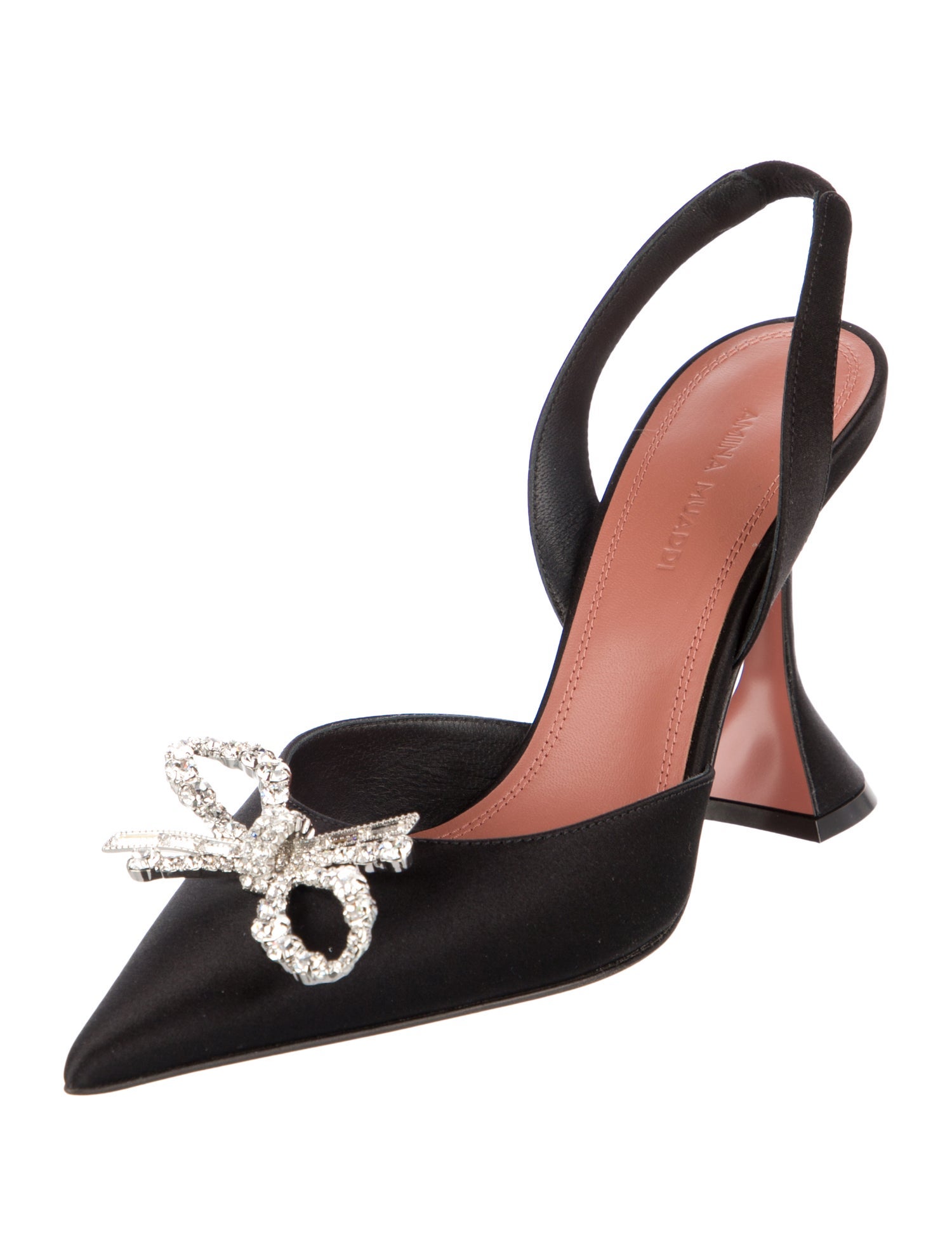 Amina Muaddi Rosie Satin Slingback Pumps w/ Tags