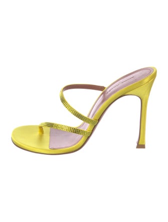 Amina Muaddi Satin Crystal Embellishments Slides