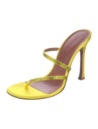 Amina Muaddi Satin Crystal Embellishments Slides