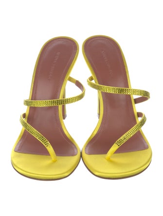 Amina Muaddi Satin Crystal Embellishments Slides