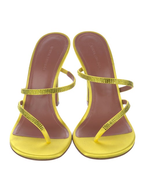 Amina Muaddi Satin Crystal Embellishments Slides