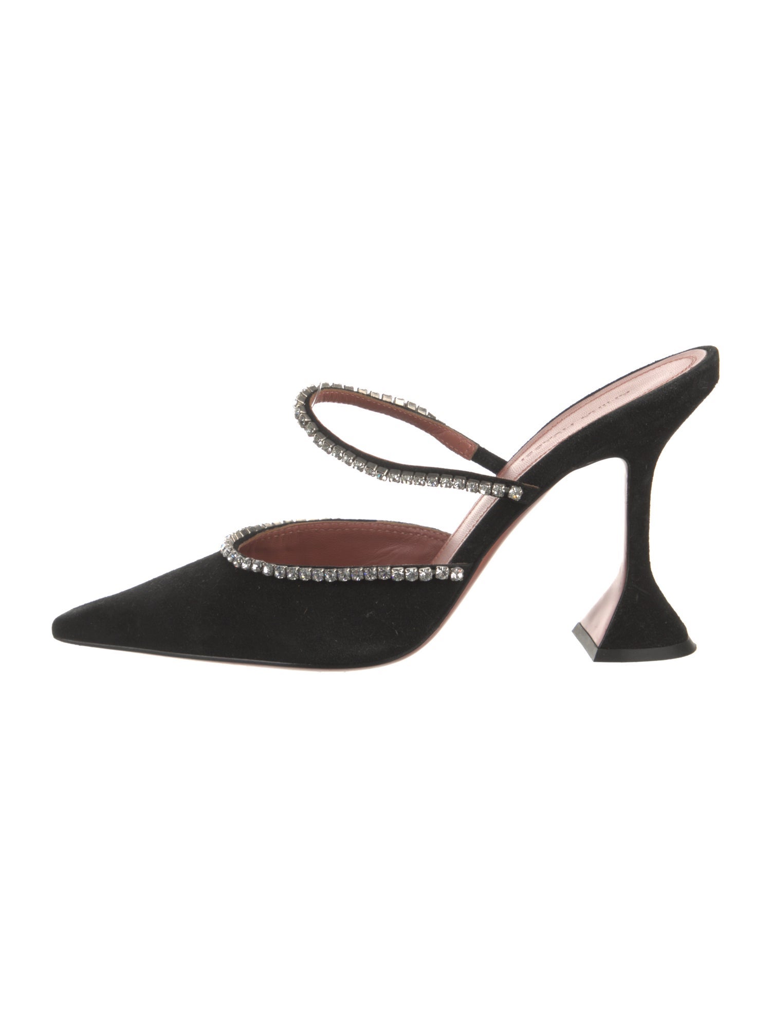 Amina Muaddi Satin Crystal Embellishments Mules