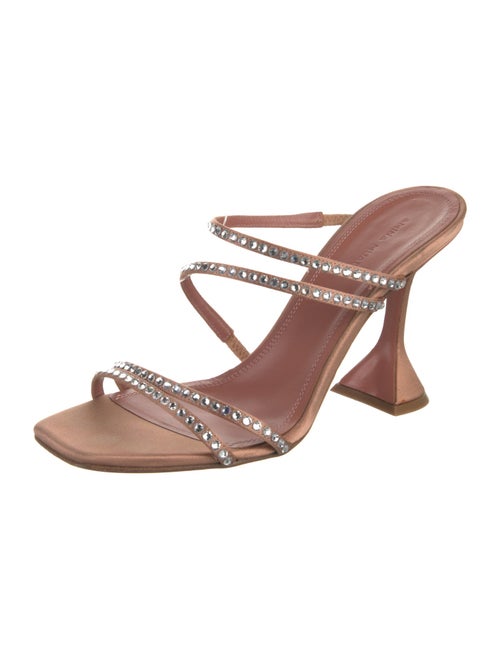 Amina Muaddi Satin Crystal Embellishments Slides