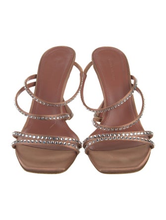 Amina Muaddi Satin Crystal Embellishments Slides