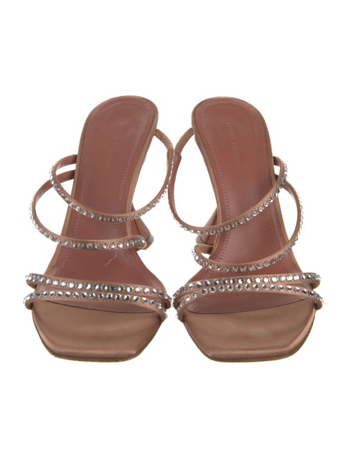 Amina Muaddi Satin Crystal Embellishments Slides