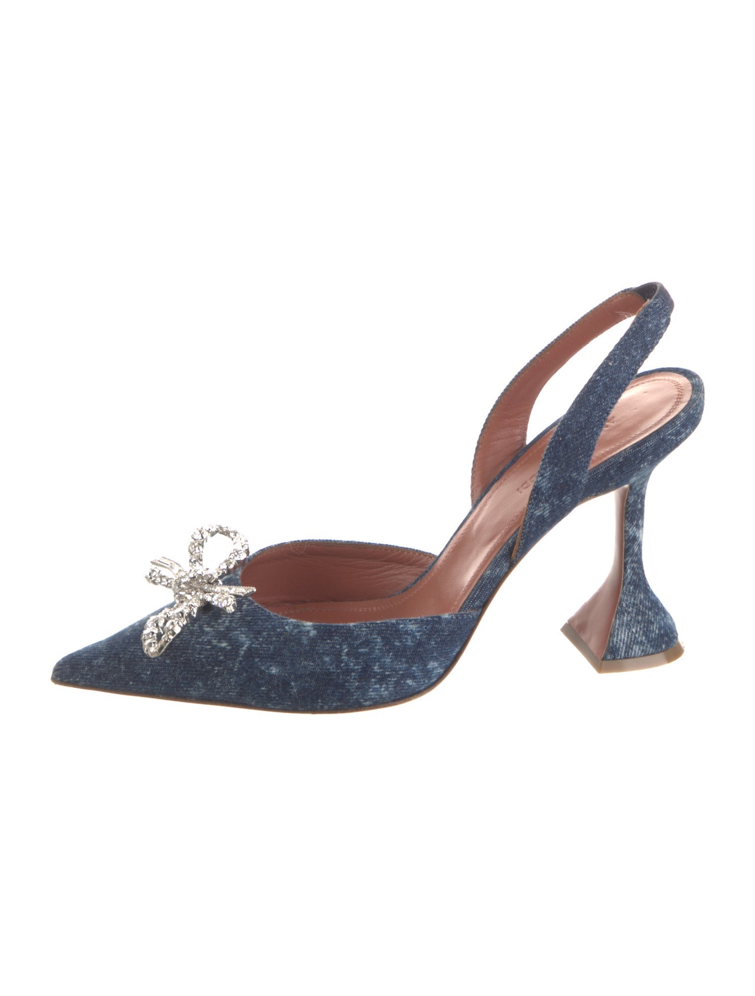Amina Muaddi Rosie Denim Slingback Pumps