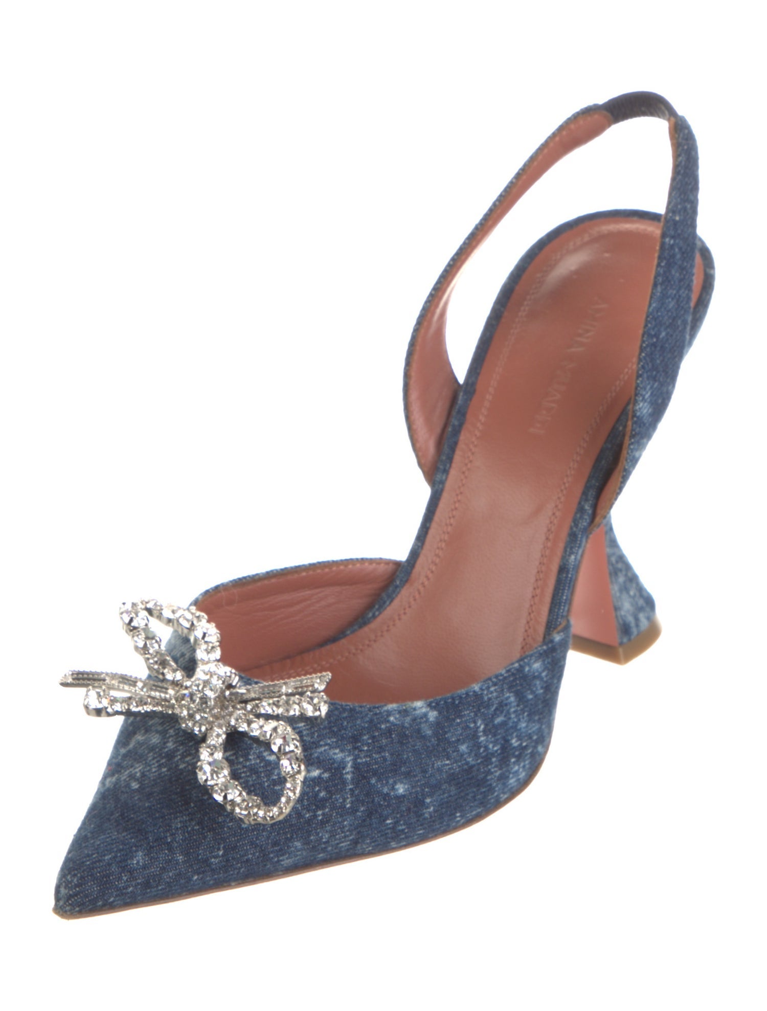 Amina Muaddi Rosie Denim Slingback Pumps