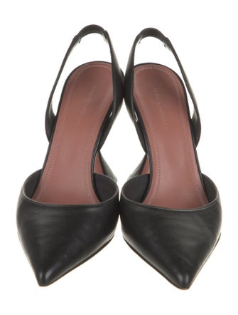 Amina Muaddi Holli Leather Slingback Pumps