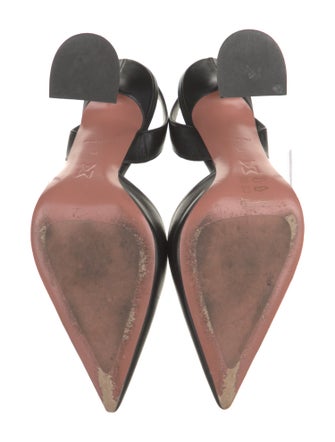 Amina Muaddi Holli Leather Slingback Pumps