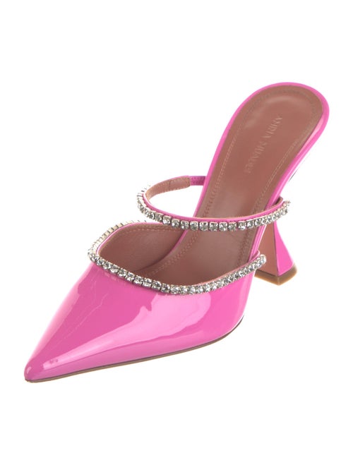 Amina Muaddi Gilda Patent Leather Mules