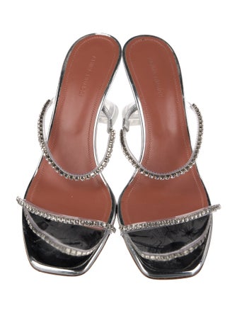 Amina Muaddi PVC Animal Print Slides