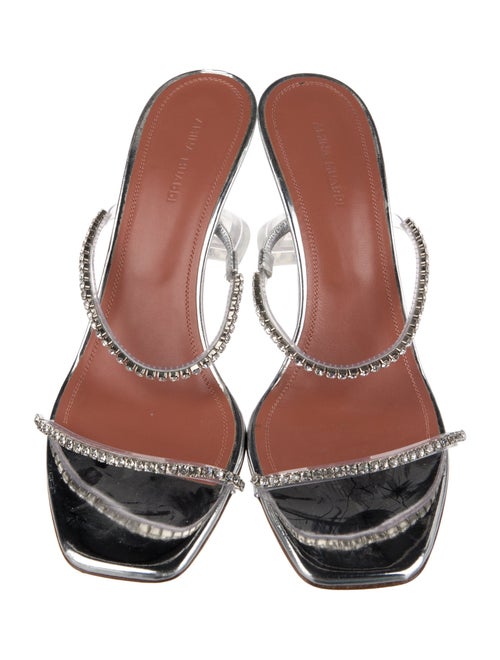 Amina Muaddi PVC Animal Print Slides