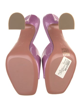 Amina Muaddi Lupita Glitter Satin Slides