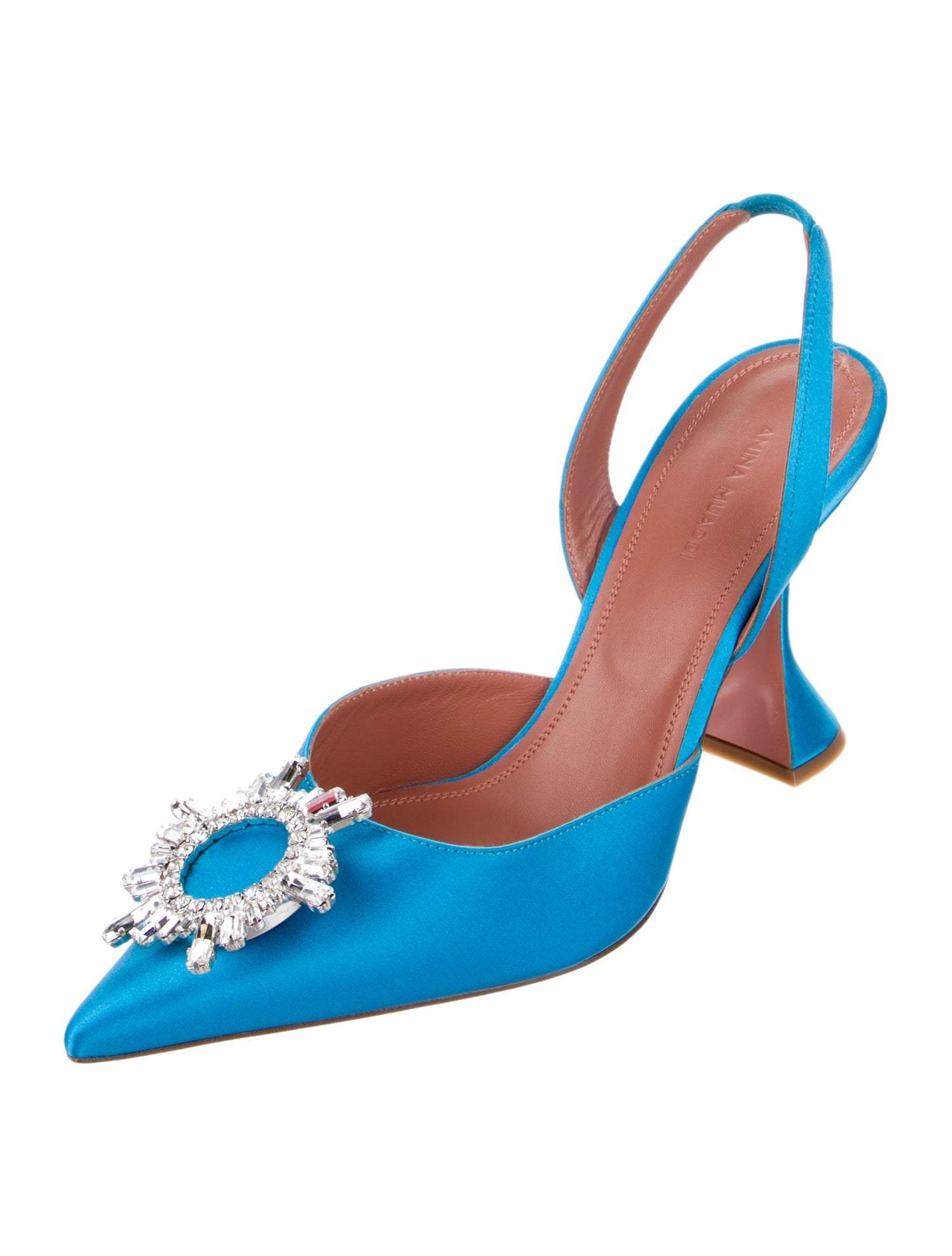 Amina Muaddi Begum Satin Slingback Pumps w/ Tags