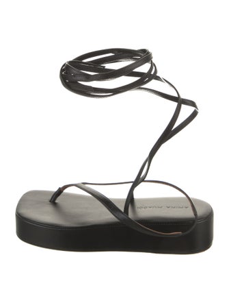 Amina Muaddi Leather Gladiator Sandals