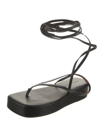 Amina Muaddi Leather Gladiator Sandals