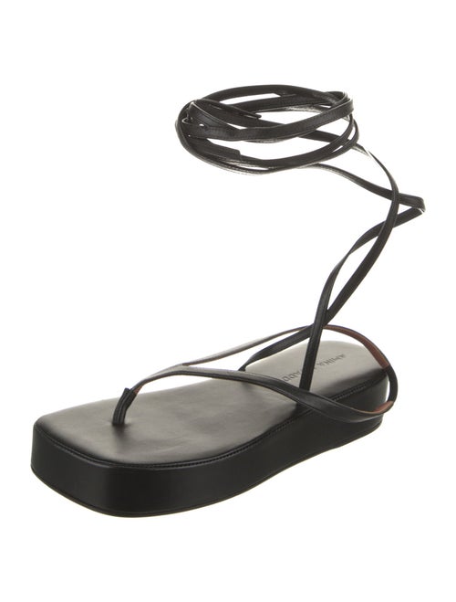 Amina Muaddi Leather Gladiator Sandals