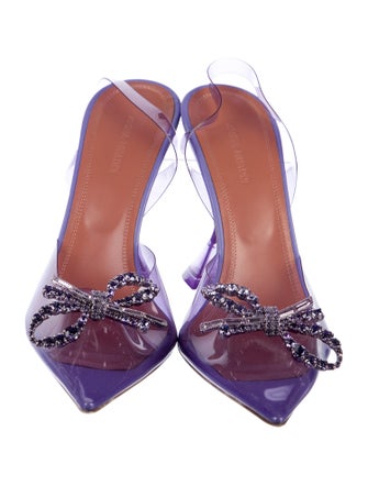 Amina Muaddi PVC Bow Accents Slingback Pumps