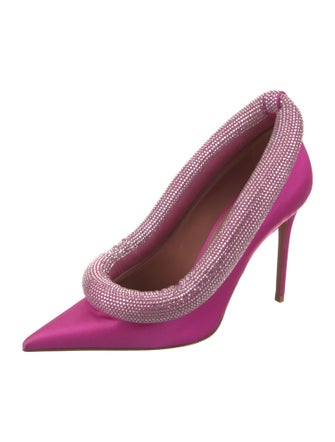 Amina Muaddi Yoon Satin Pumps