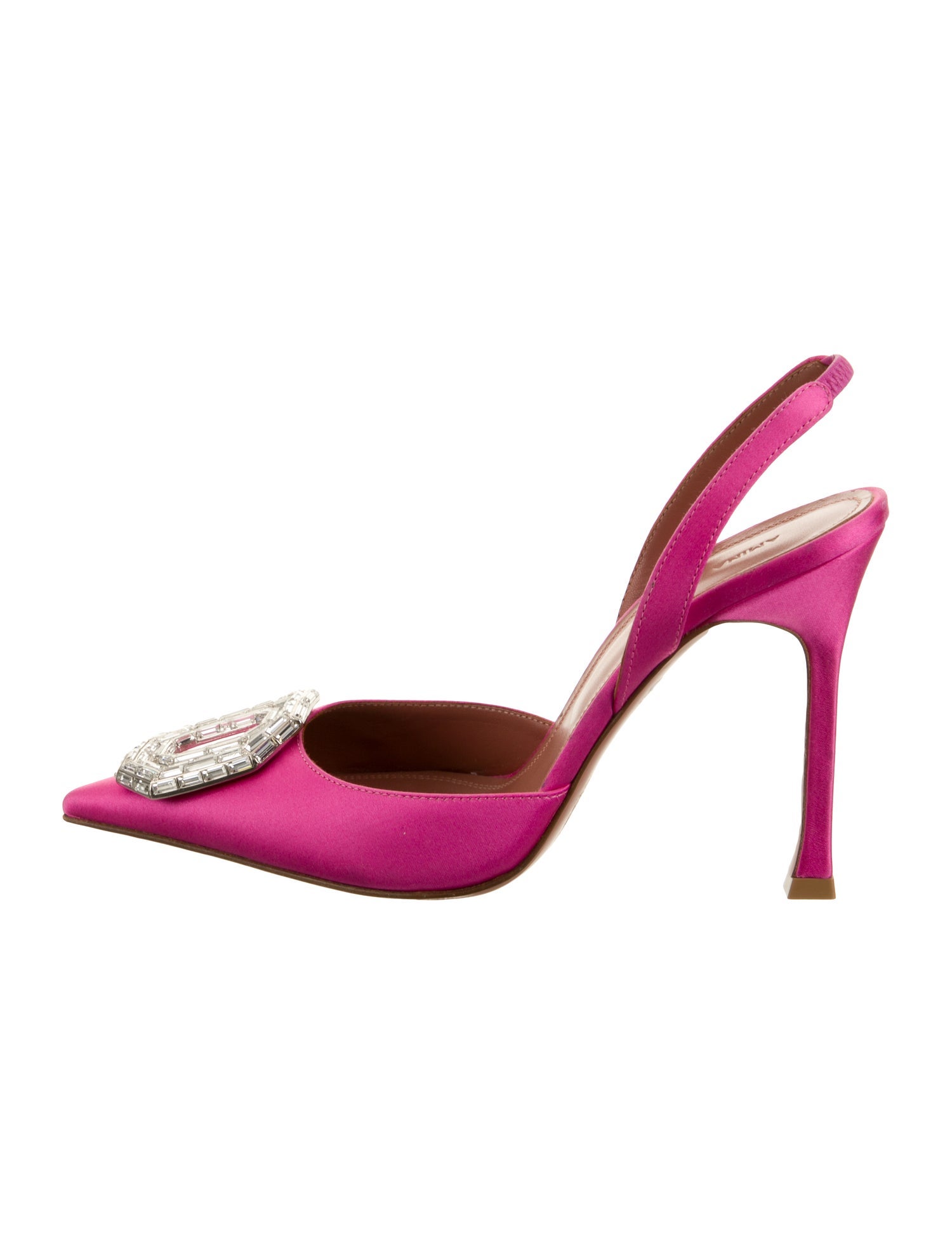 Amina Muaddi Camelia Satin Slingback Pumps