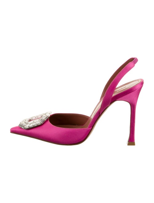 Amina Muaddi Camelia Satin Slingback Pumps