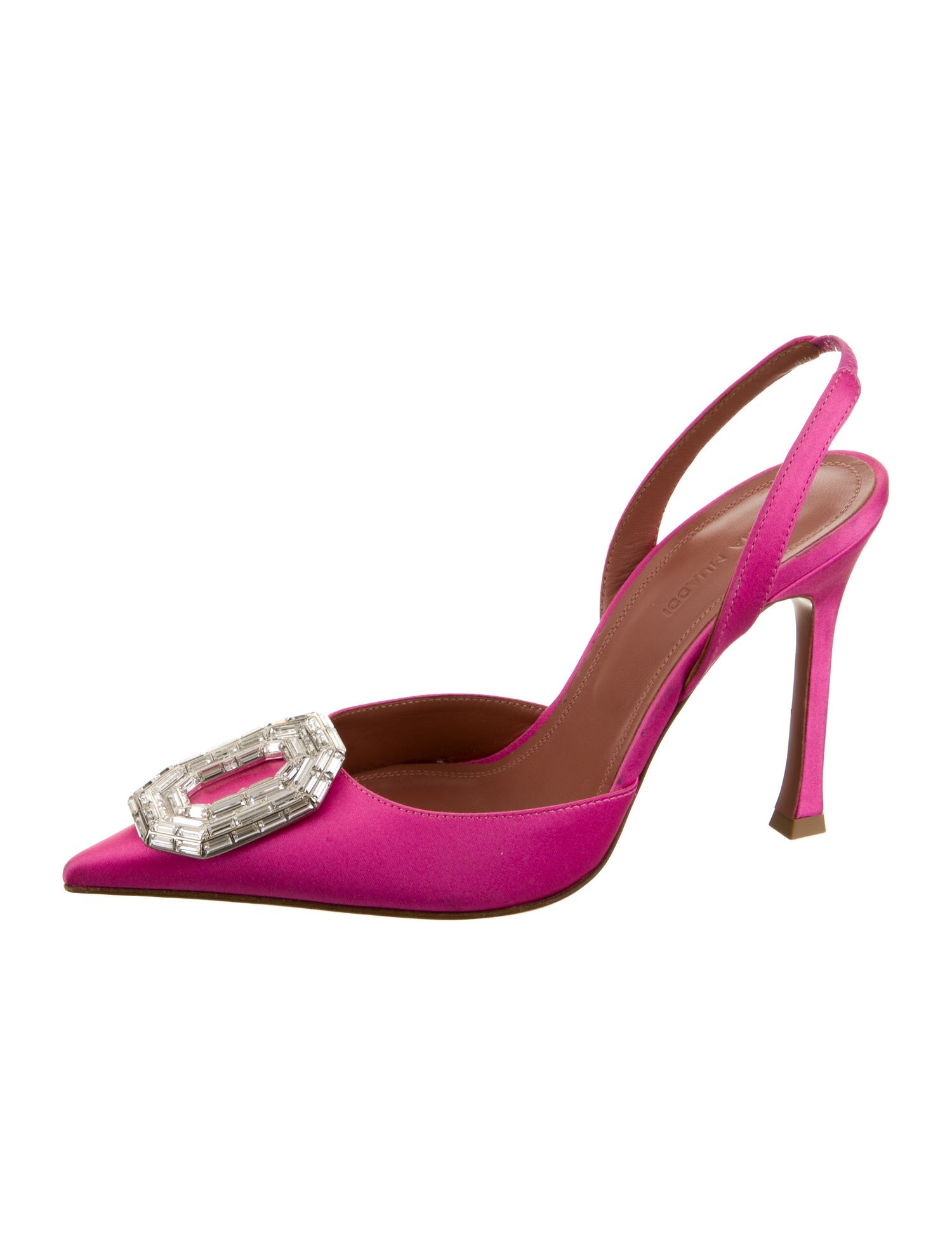 Amina Muaddi Camelia Satin Slingback Pumps