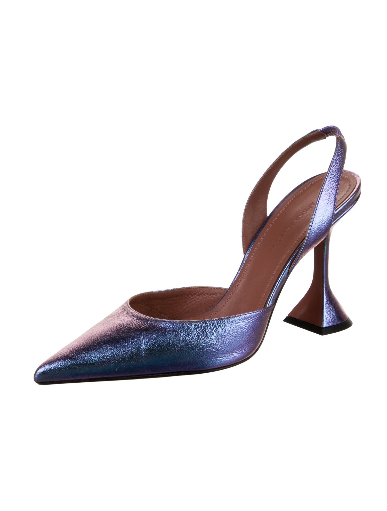Amina Muaddi Holli Leather Slingback Pumps