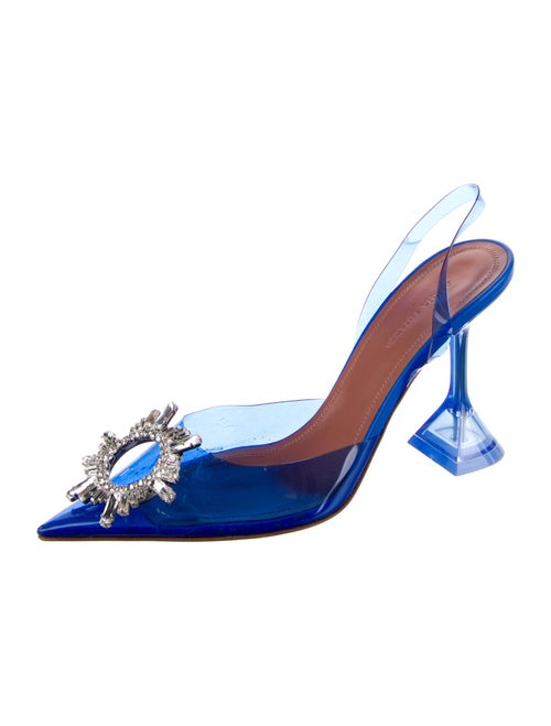 Amina Muaddi PVC Bow Accents Slingback Pumps