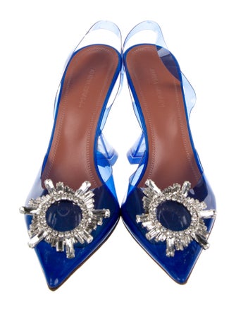 Amina Muaddi PVC Bow Accents Slingback Pumps