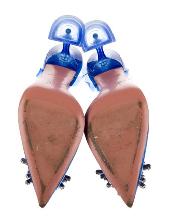 Amina Muaddi PVC Bow Accents Slingback Pumps