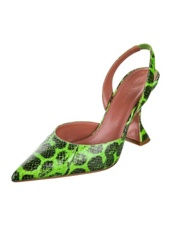 Amina Muaddi Holliayer Leather Slingback Pumps