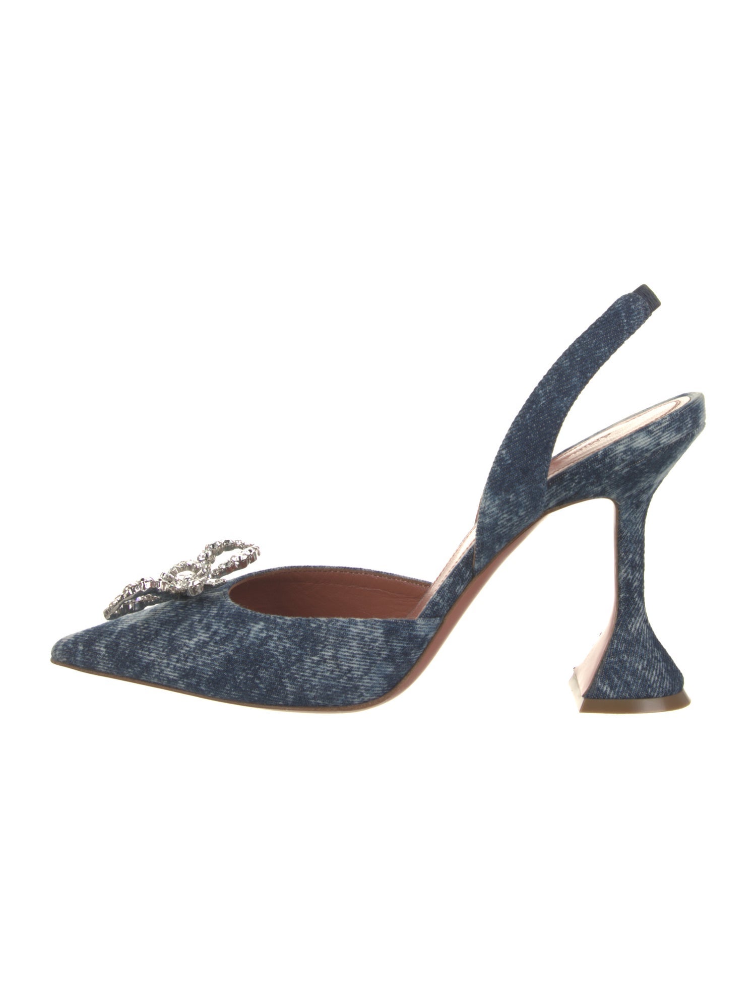 Amina Muaddi Rosie Denim Slingback Pumps