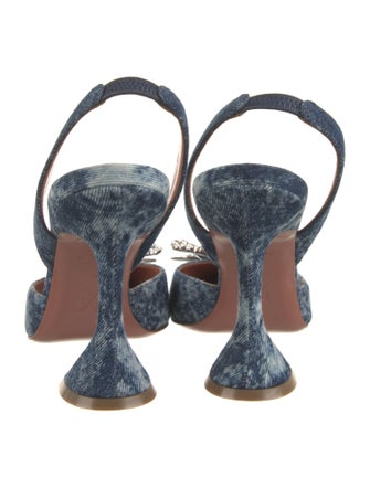 Amina Muaddi Rosie Denim Slingback Pumps
