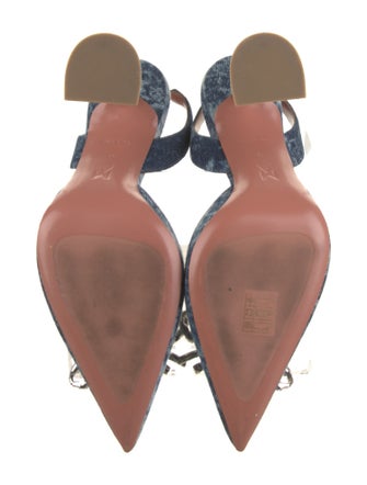Amina Muaddi Rosie Denim Slingback Pumps