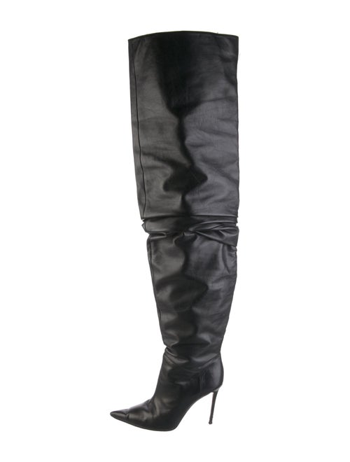 Amina Muaddi Jahleel Leather Slouch Boots