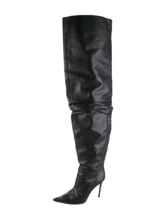 Amina Muaddi Jahleel Leather Slouch Boots