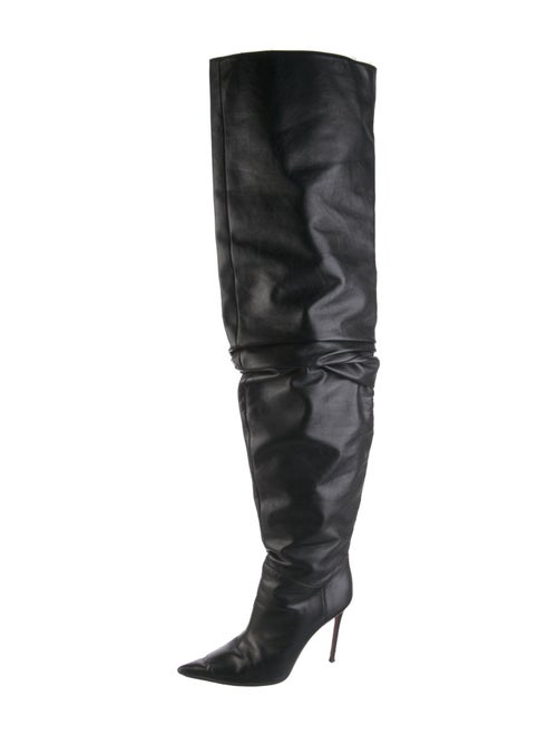 Amina Muaddi Jahleel Leather Slouch Boots
