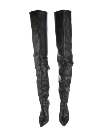 Amina Muaddi Jahleel Leather Slouch Boots