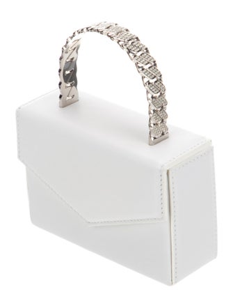 Amina Muaddi Leather Top Handle Bag