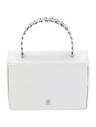 Amina Muaddi Leather Top Handle Bag