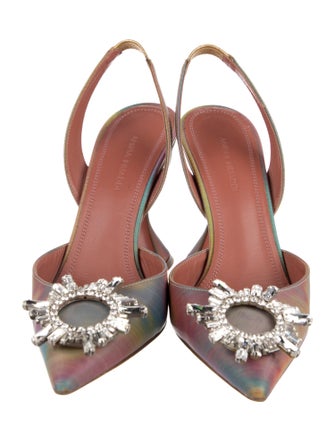 Amina Muaddi Begum Crystal Embellishments Slingback Pumps