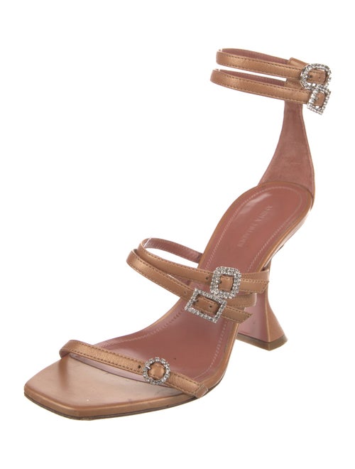Amina Muaddi Leather Crystal Embellishments Sandals