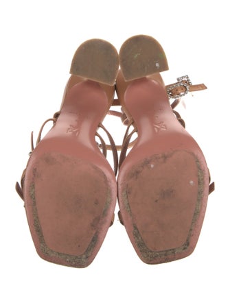 Amina Muaddi Leather Crystal Embellishments Sandals