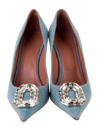 Amina Muaddi Camelia Denim Pumps