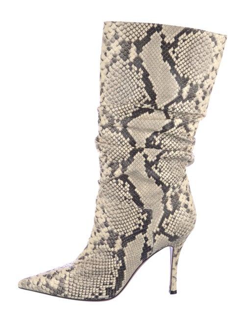 Amina Muaddi Snakeskin Animal Print Boots