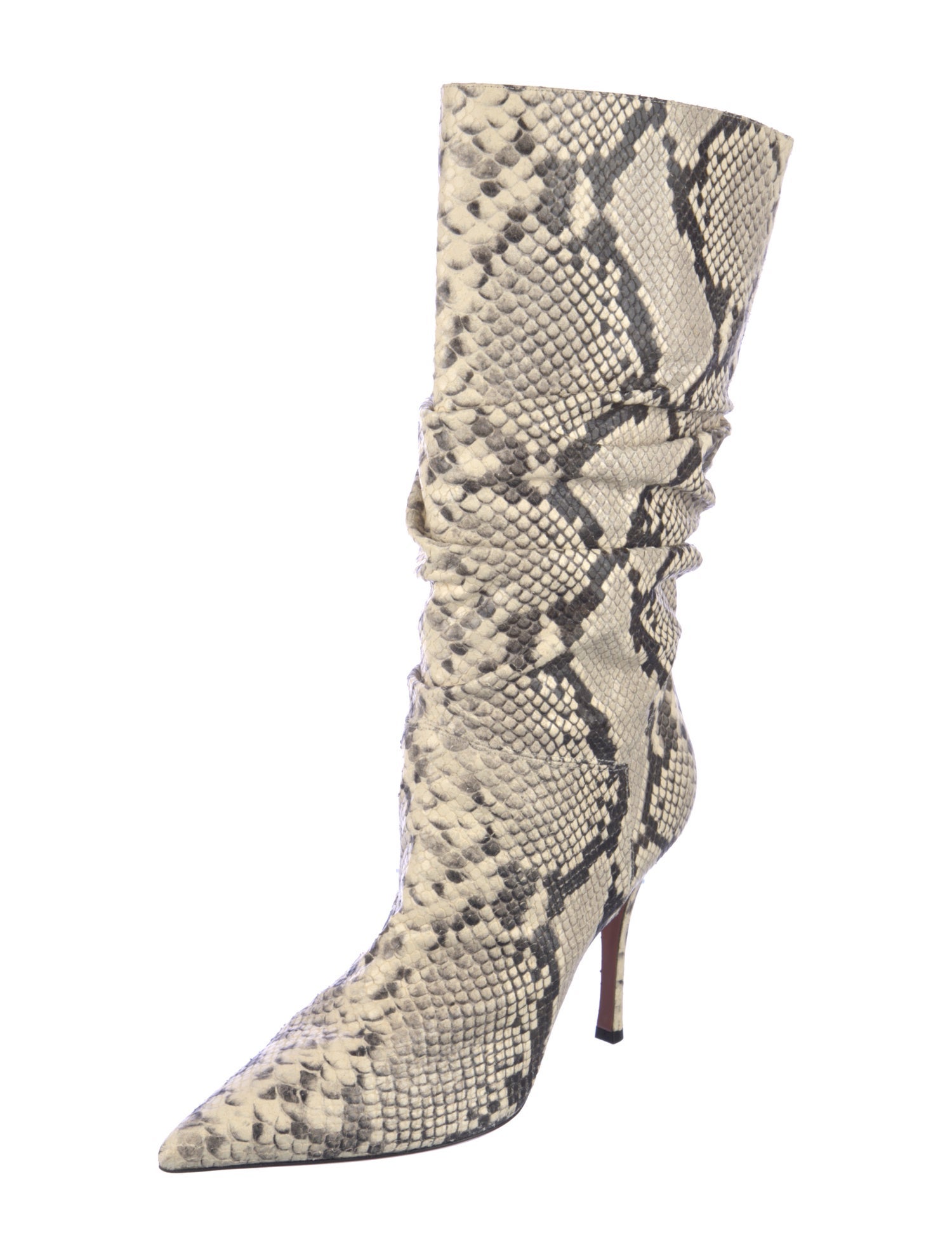 Amina Muaddi Snakeskin Animal Print Boots