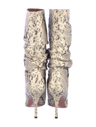 Amina Muaddi Snakeskin Animal Print Boots
